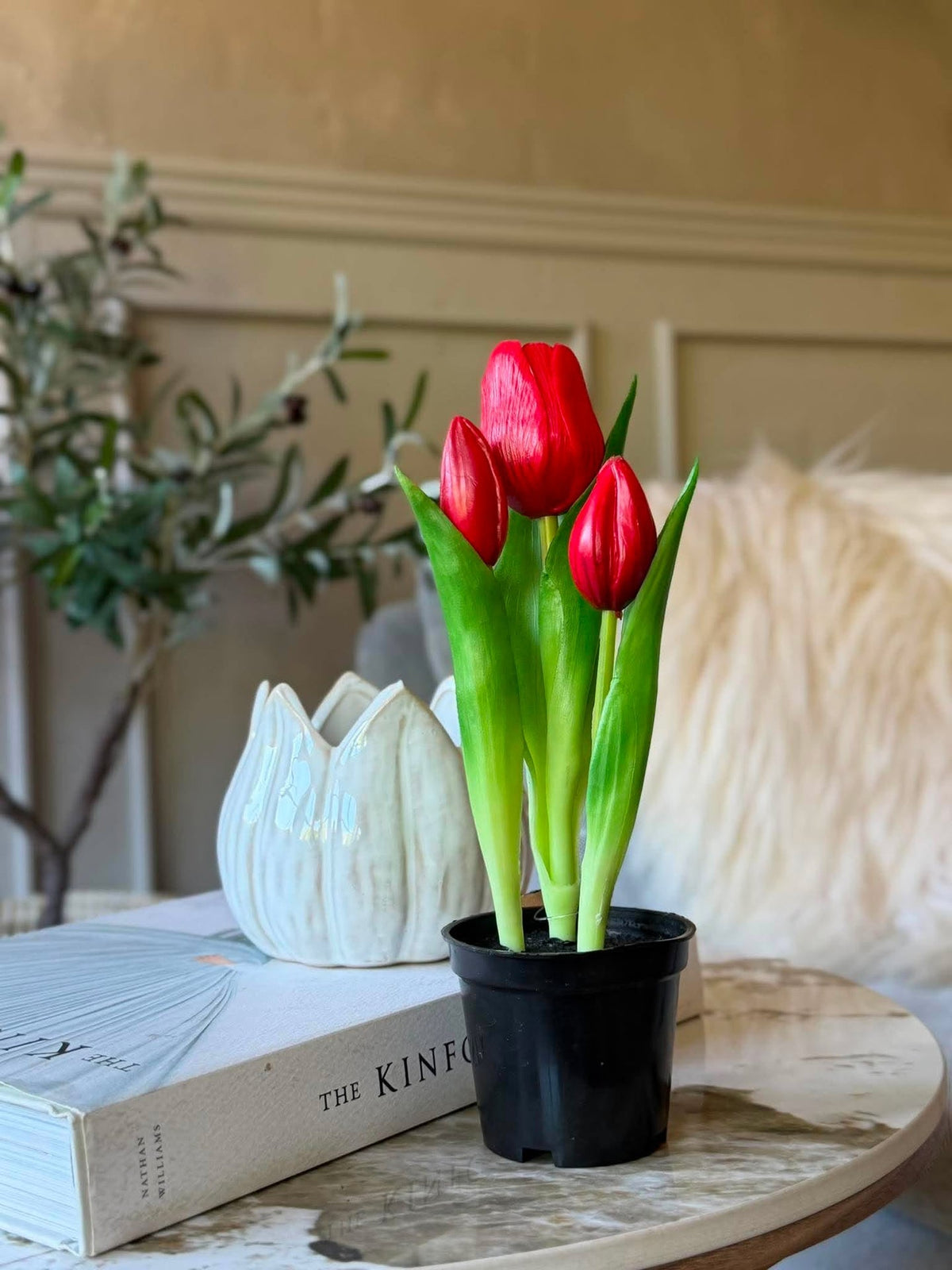 Tulp in pot - Rood met 3 bloemen