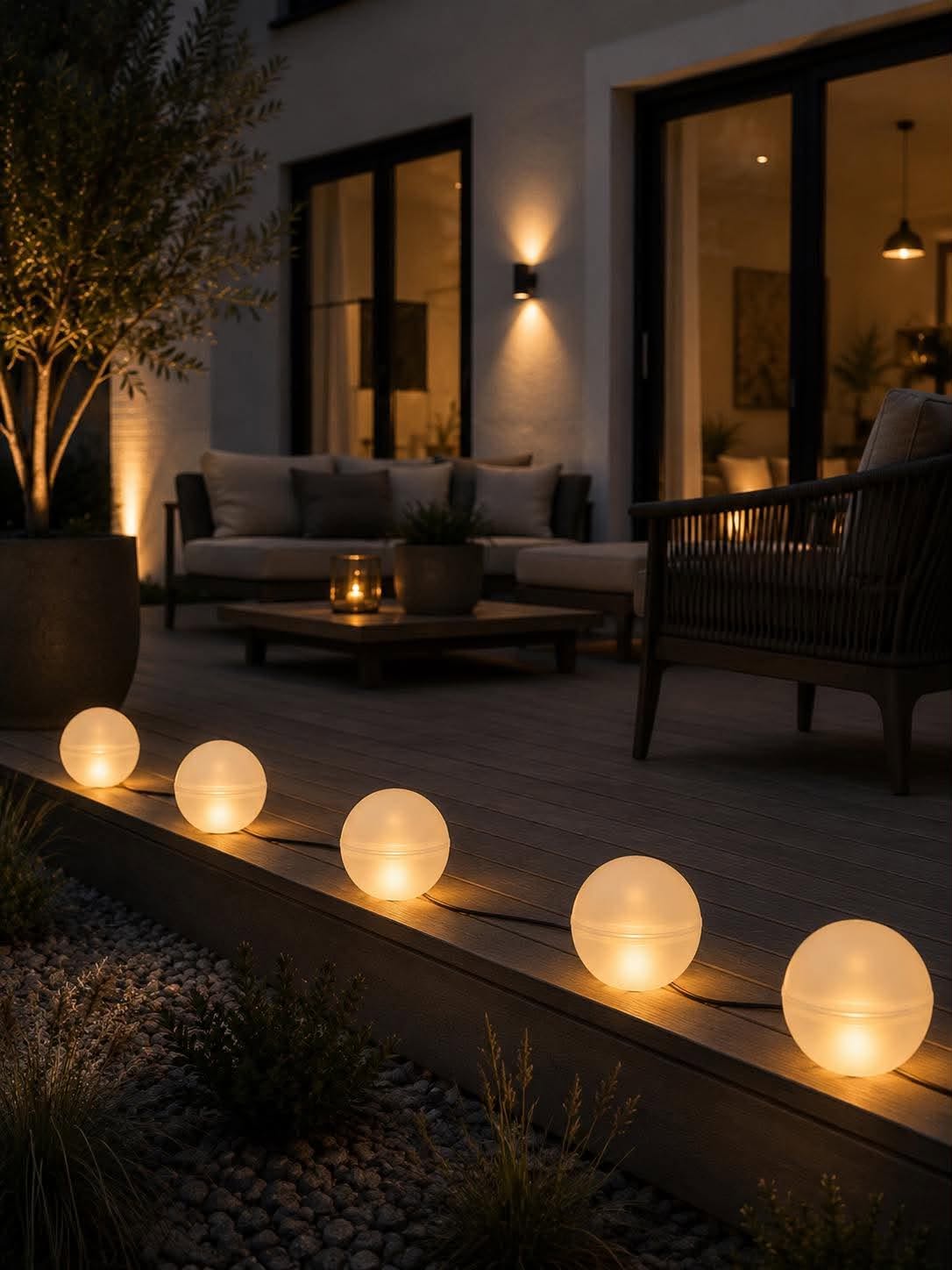 Tuinlampen op zonne-energie - 5 bollen