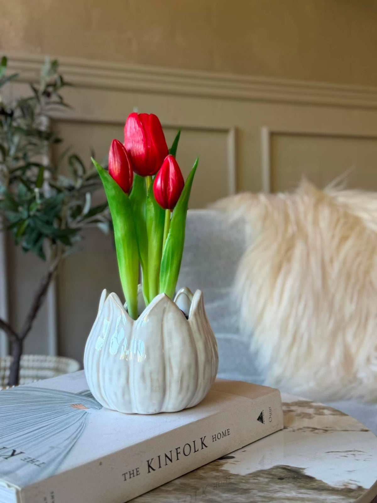 Tulp in pot - Rood met 3 bloemen