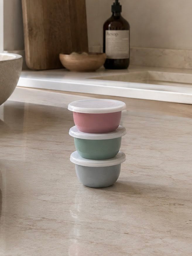 Kommetjes met deksel PASTEL – Set van 3 schaaltjes