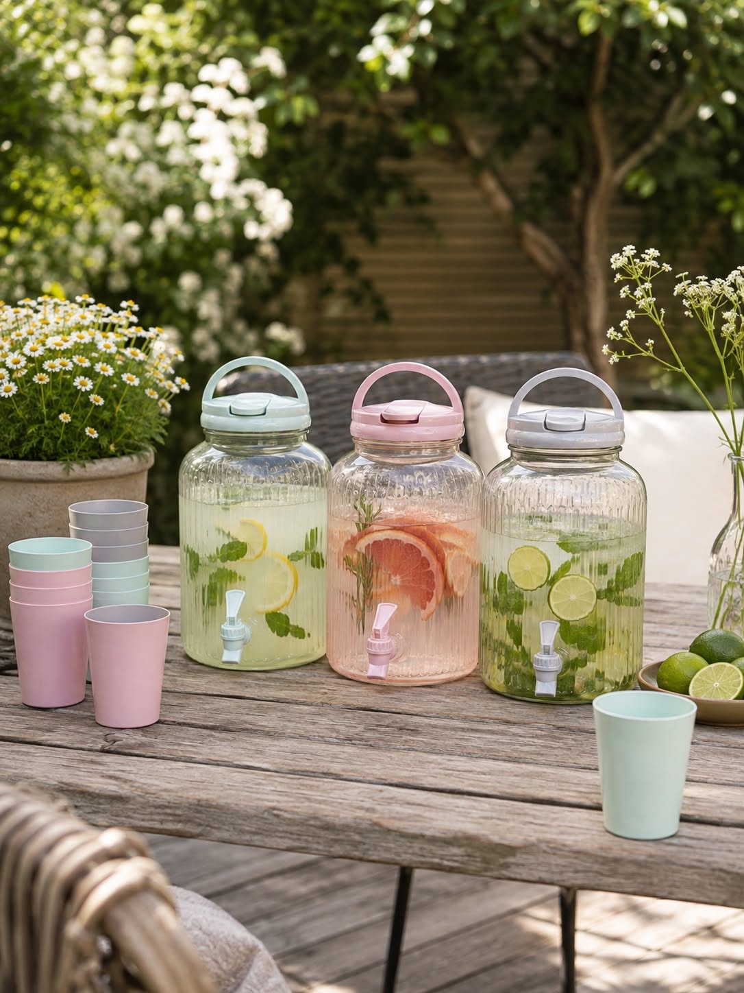 Dispenser met drinkglazen - meerdere kleuren