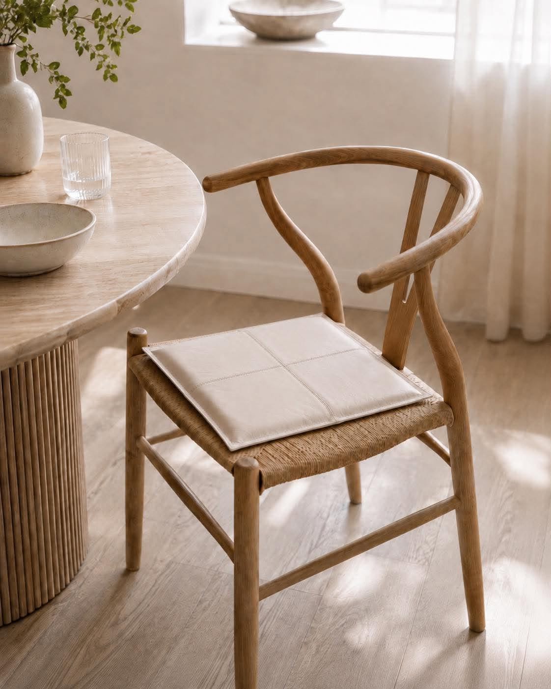 Zitkussen in leer - Beige 38x38cm