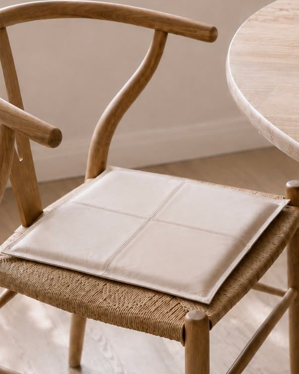 Zitkussen in leer - Beige 38x38cm