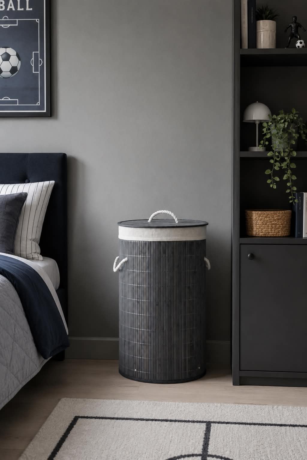 Wasmand van bamboe - Grijs