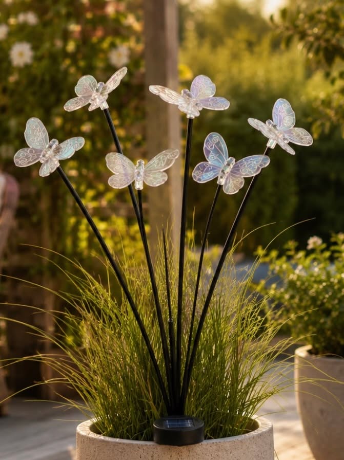 Vlinders op spies m. Zonnecellen