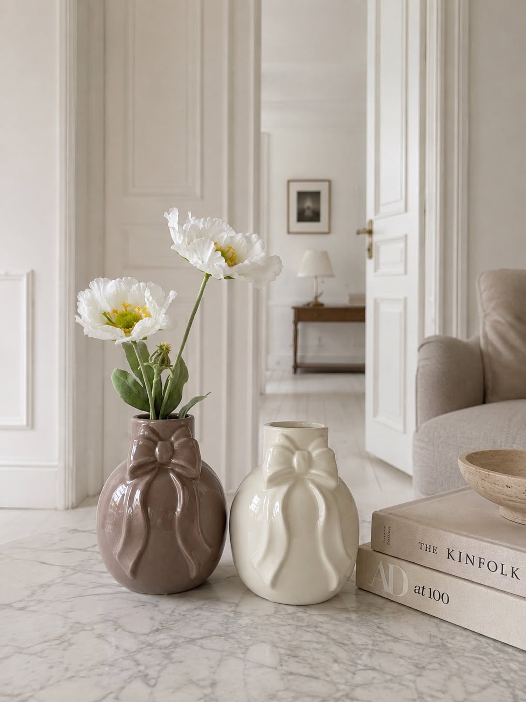 Vaas met strik - White