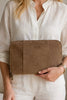 Clutch suède camel