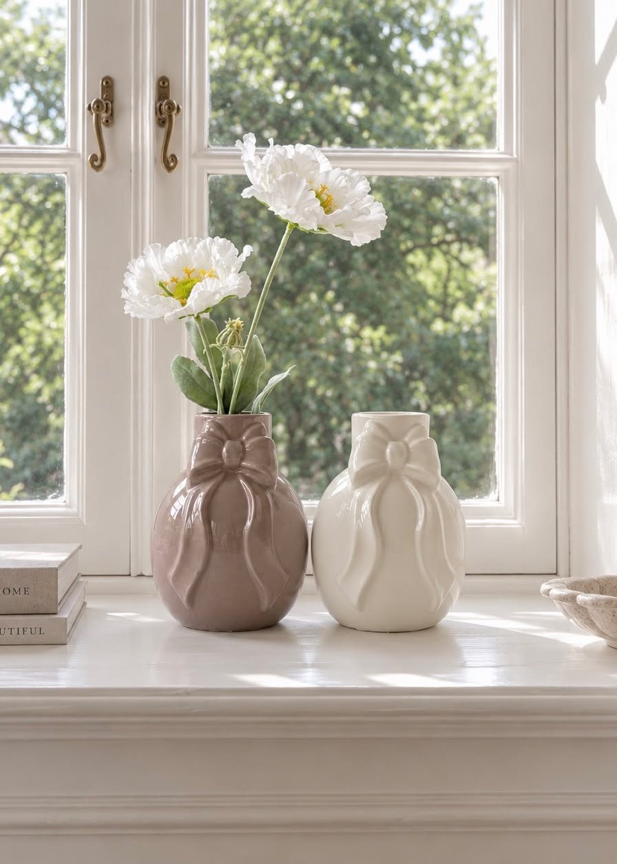Vaas met strik - White