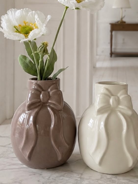 Vaas met strik - Old Rose