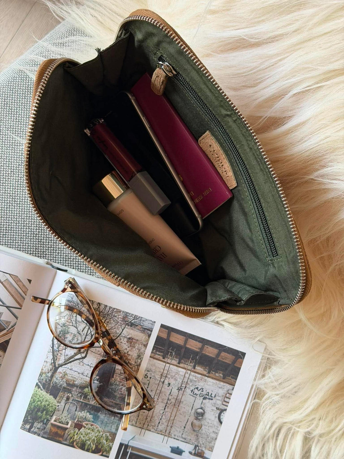 Clutch suède camel