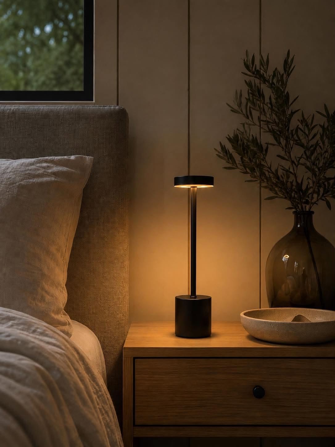 LED tafellamp BLACK - oplaadbaar met touch