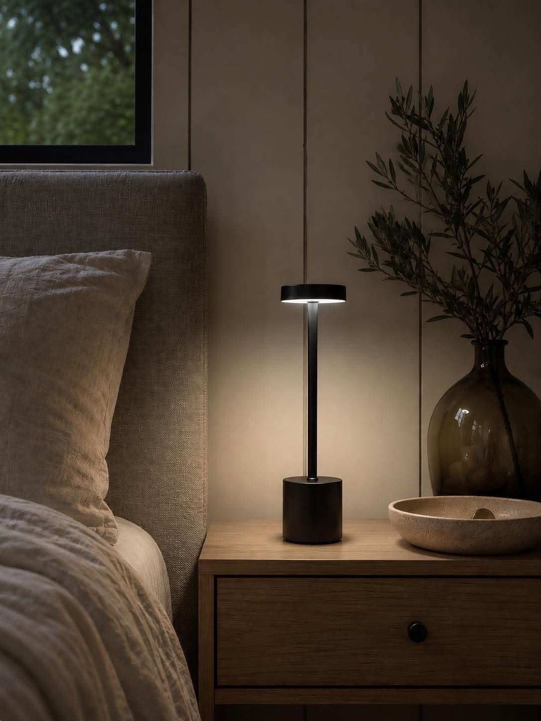 LED tafellamp BLACK - oplaadbaar met touch