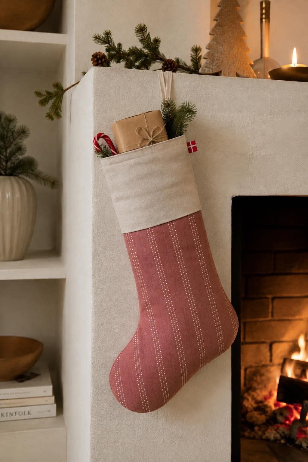 Kerstsok met strepen