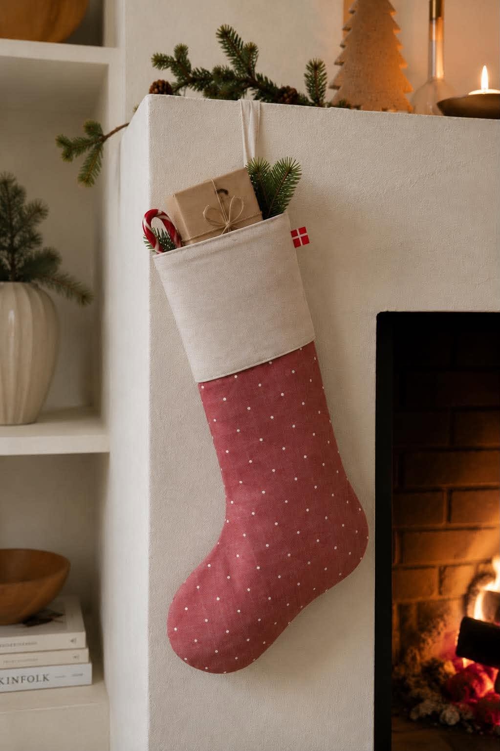 Kerstsok met stippen
