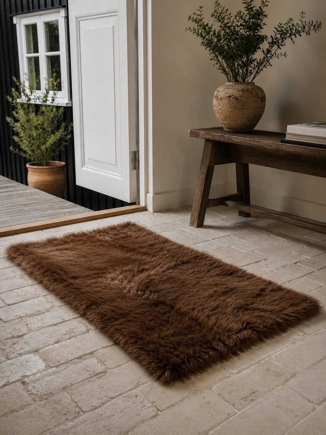 Vloerkleed van schapenvacht 70x140 - Brown