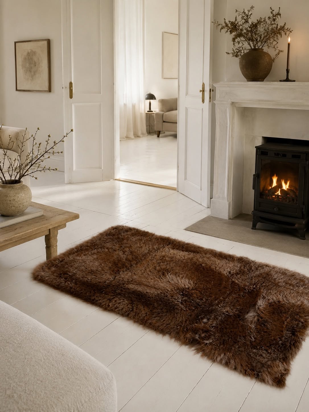 Vloerkleed van schapenvacht 70x140 - Brown