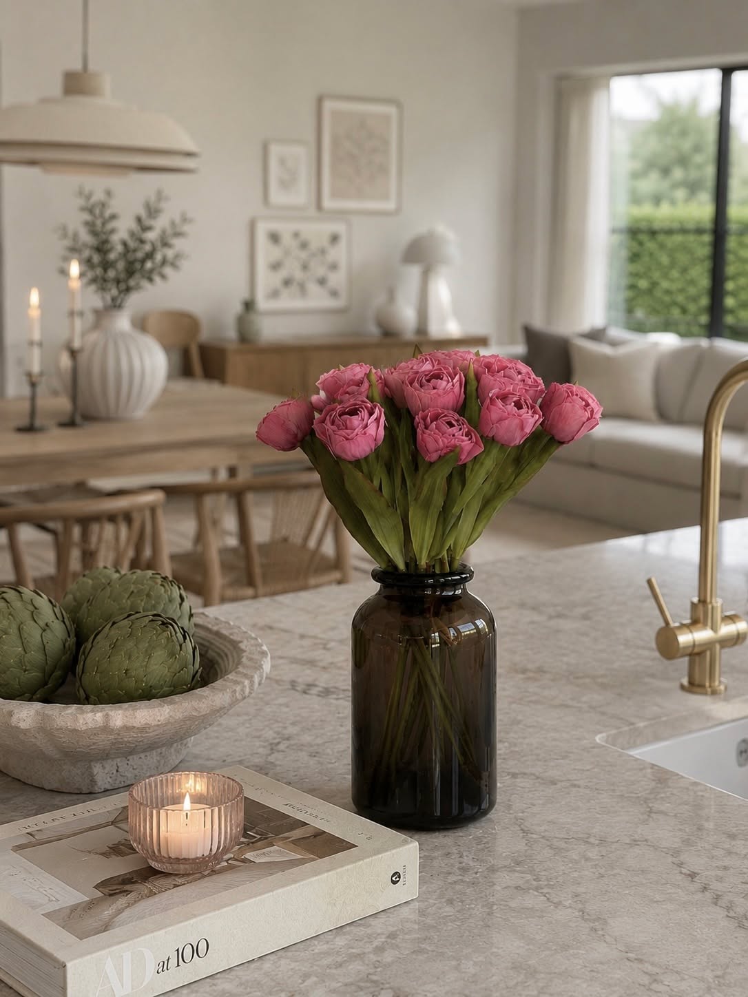 Boeket zijde Tulipan - Roze