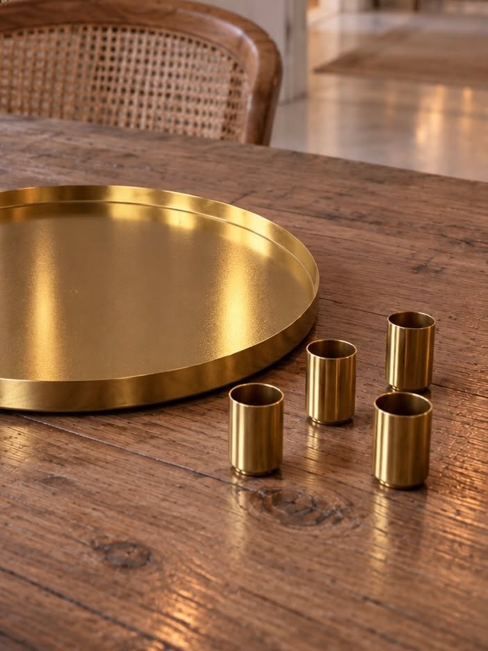 Schaal met 4 kandelaars - Gold