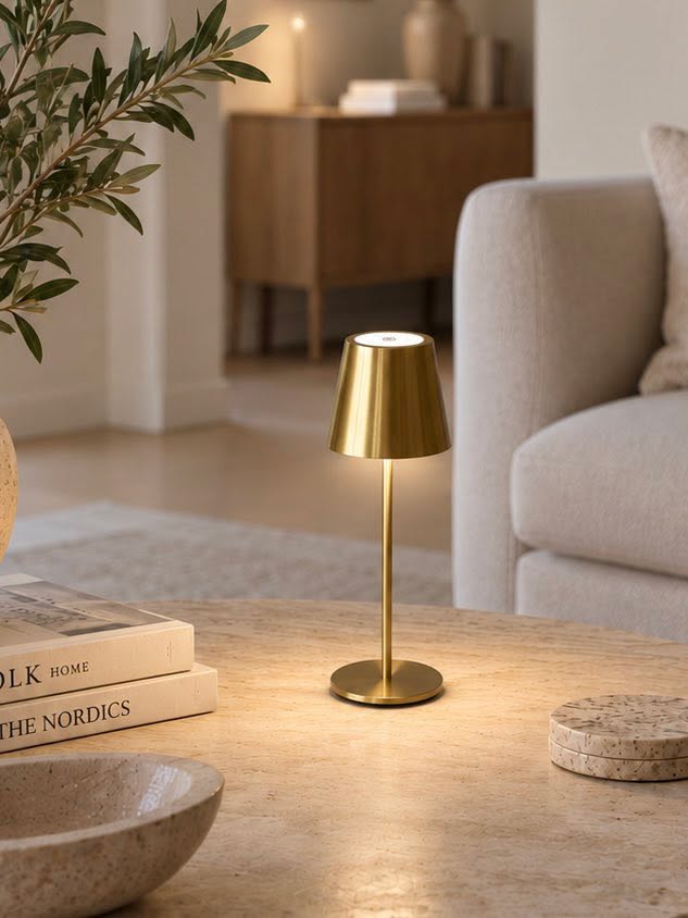 Mini LED Tafellamp oplaadbaar – goud 24 cm