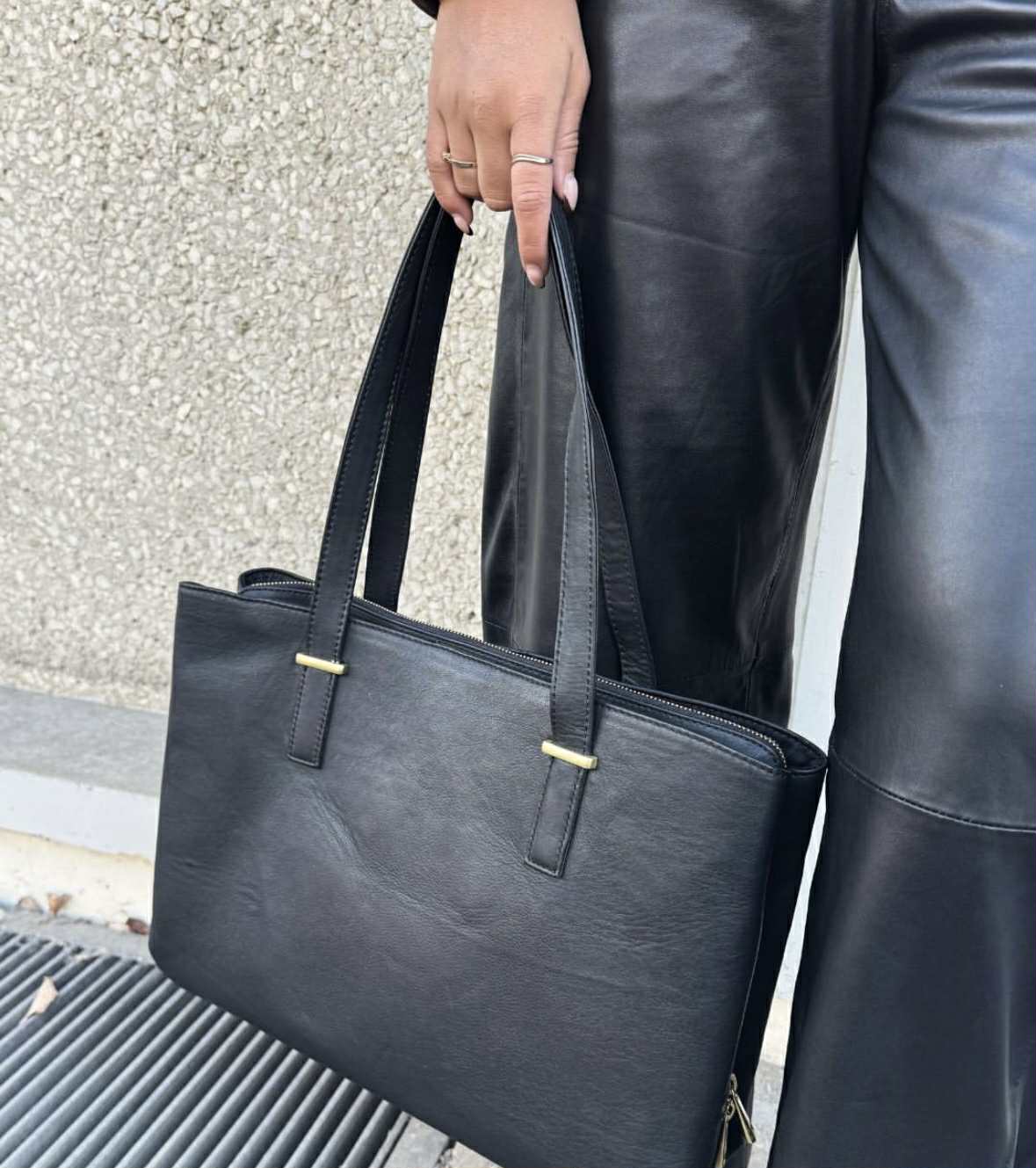 Werktas / shopper - Black leather