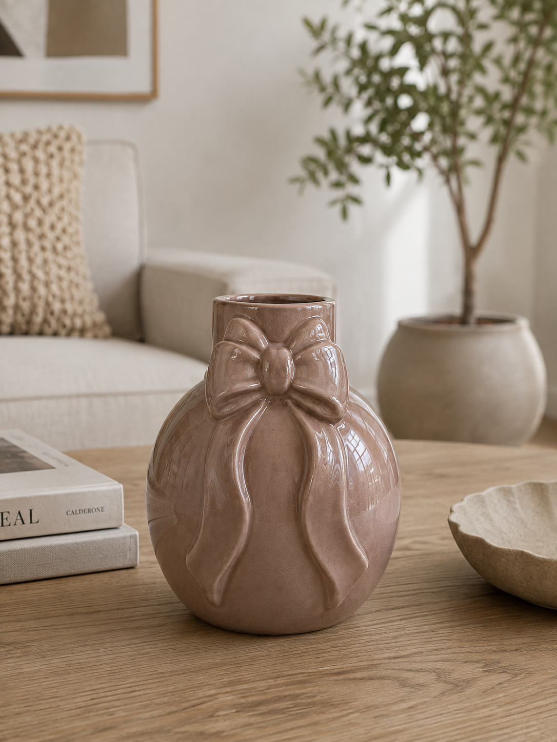 Vaas met strik - Old Rose