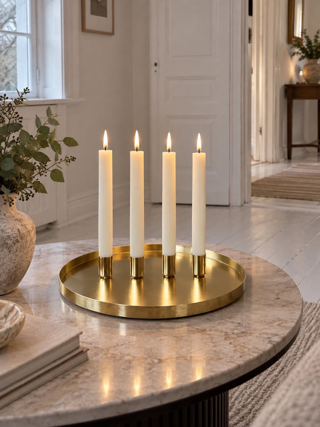 Schaal met 4 kandelaars - Gold