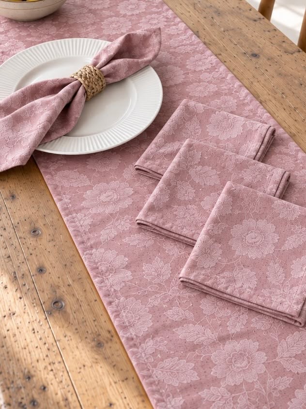 Mondservetten JACQUARD Roze - 4 stuks