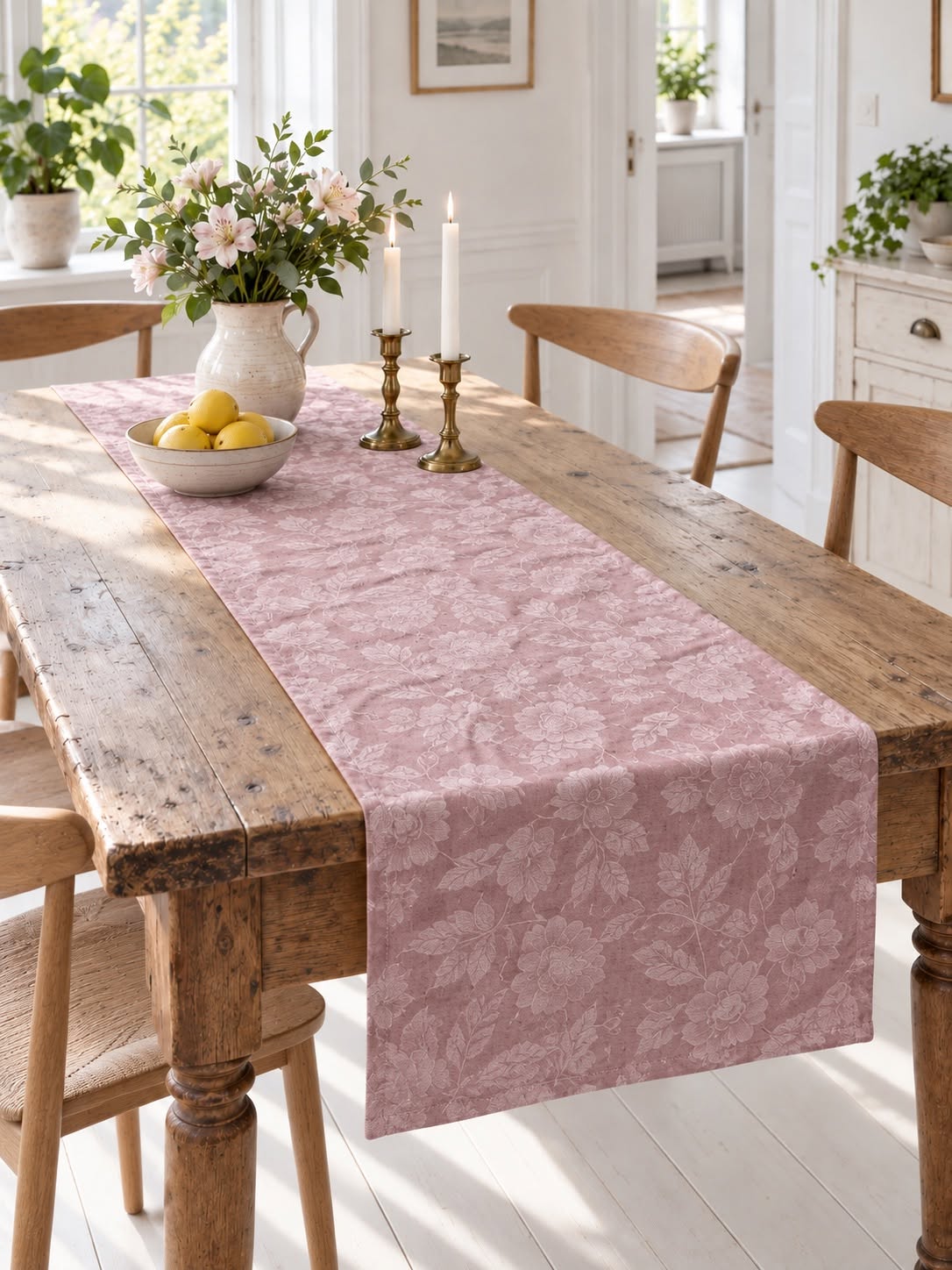 Tafelrunner JACQUARD Roze