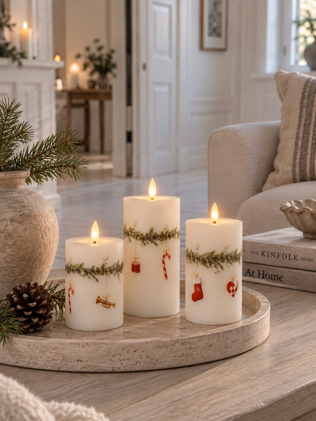 LED stompkaarsen kerst - set van 3 stuks