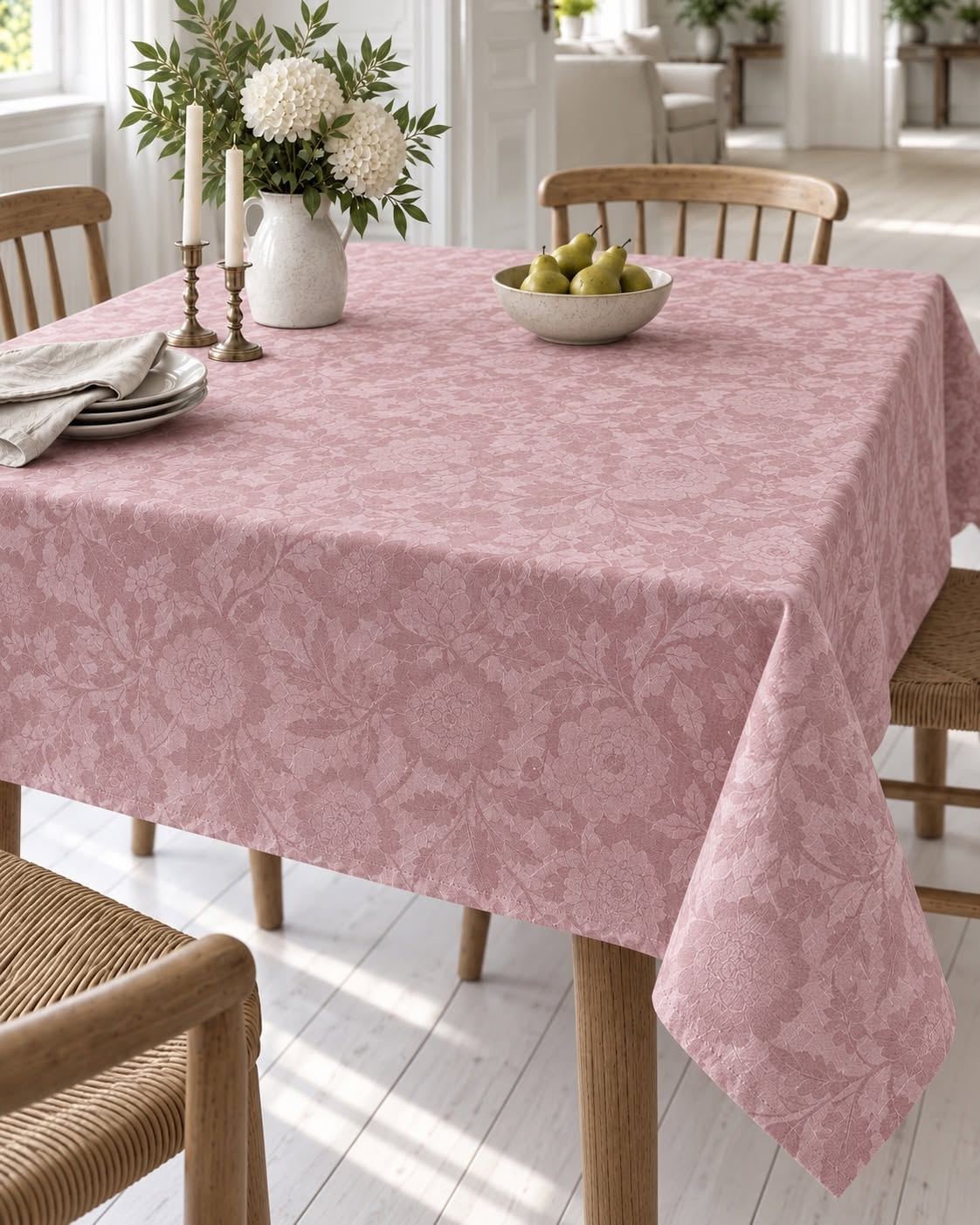 Tafelkleed JACQUARD flower - Roze
