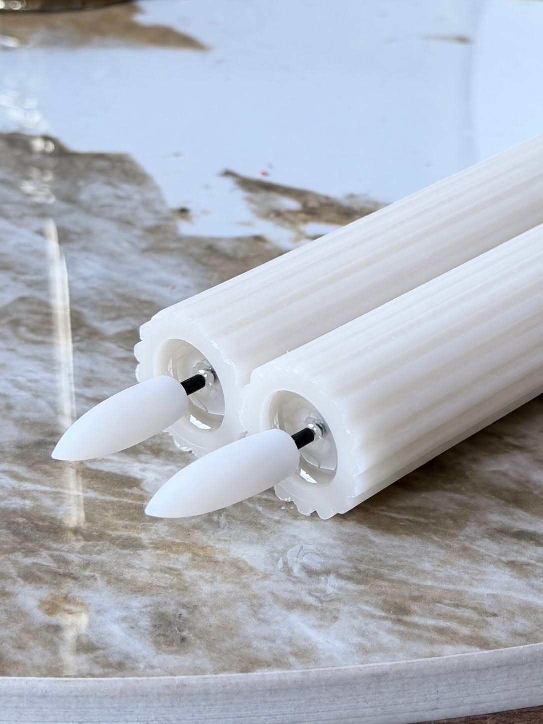 LED-kaarspenlichten met ribbels en afstandsbediening - Wit