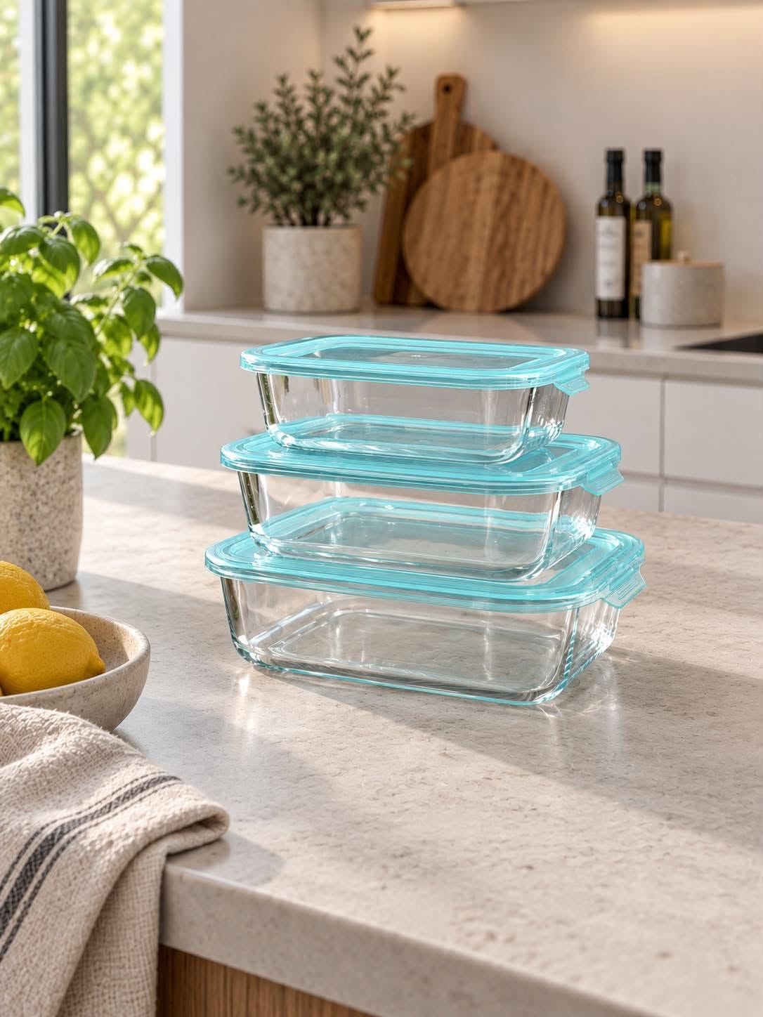 Voorraadpotten van glas – Set van 3 stuks
