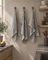 Theedoek streep Zwart - Set van 3 stuks