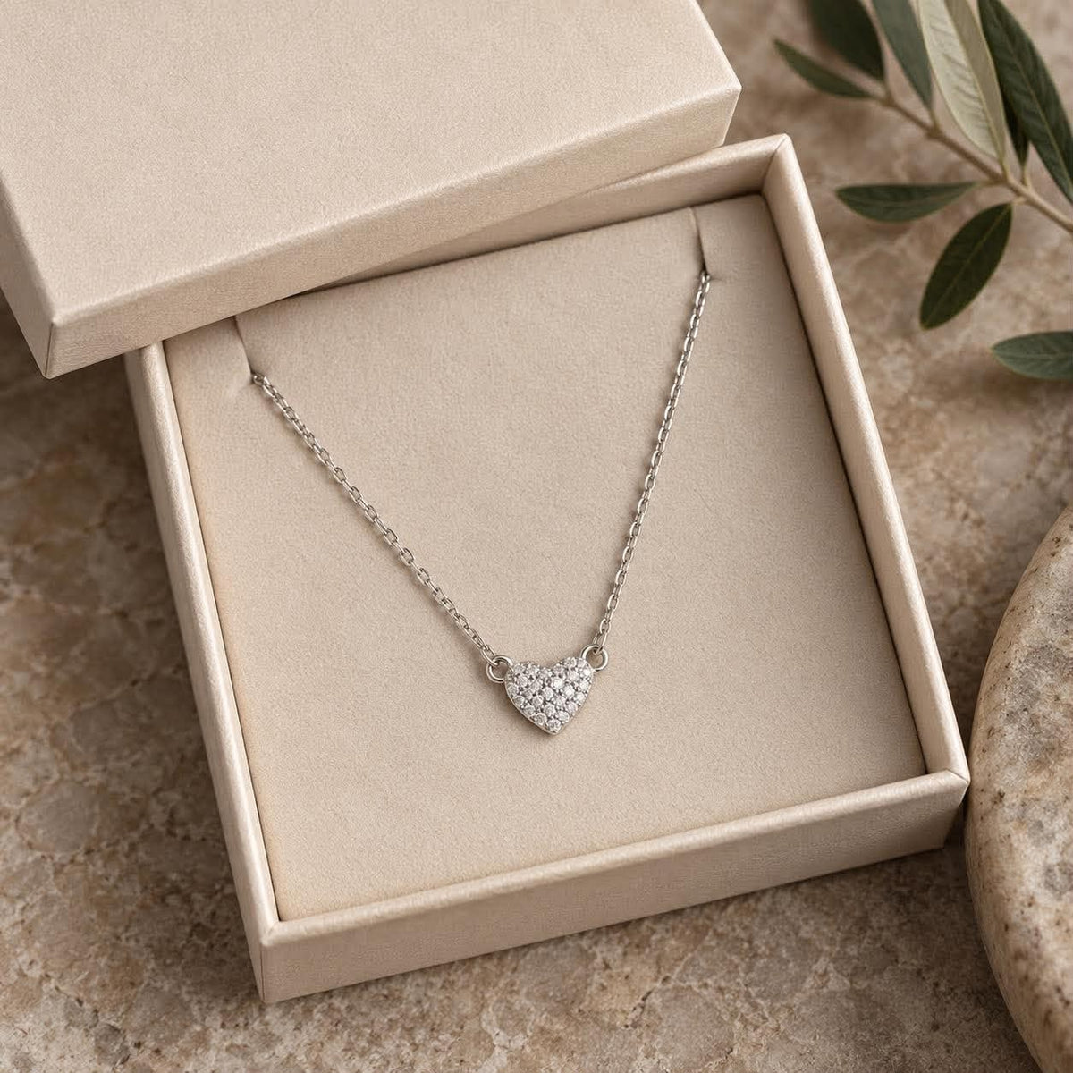 Ketting Irina Sterling Silver - Hart m. Zirkonia's