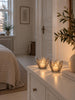 Theelichthouder beige bloem - Set van 2 stuks