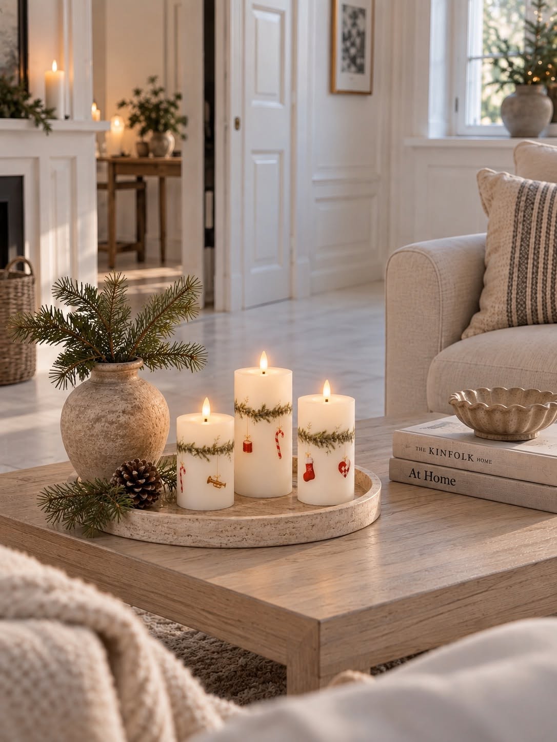 LED stompkaarsen kerst - set van 3 stuks