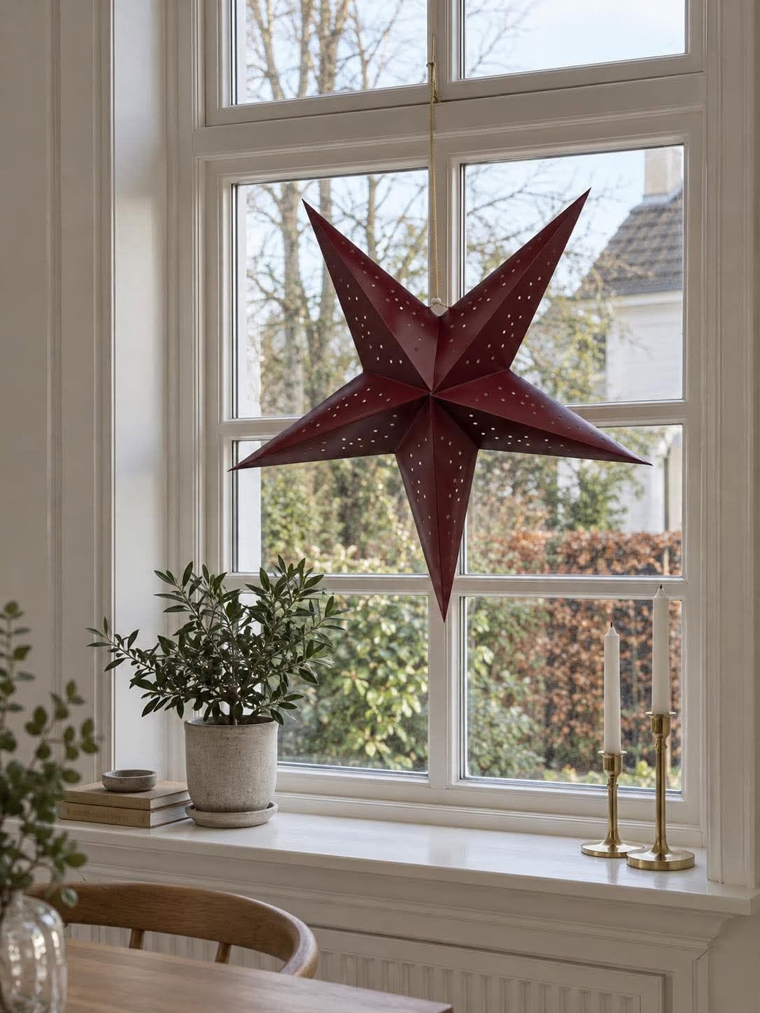 Ster met led licht - Rood 60 cm