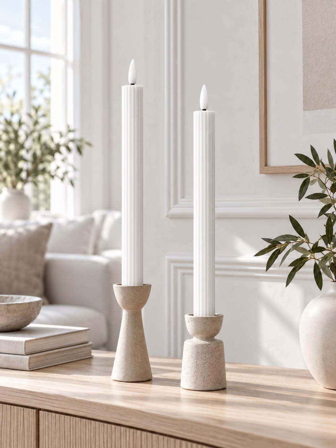 LED-kaarspenlichten met ribbels en afstandsbediening - Wit