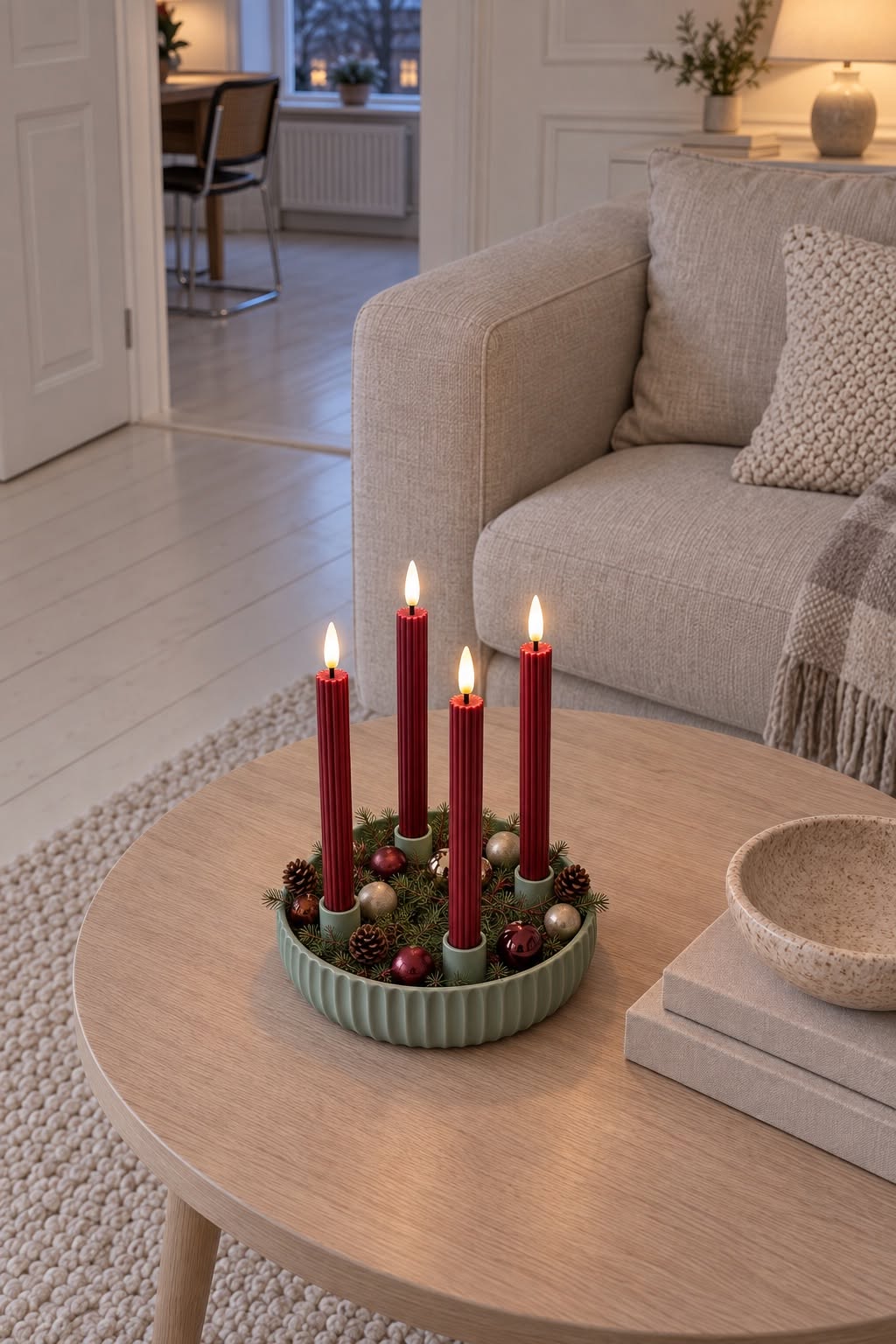 LED kaarsvormige kaarsen met groeven en afstandsbediening - Rood 4 stuks