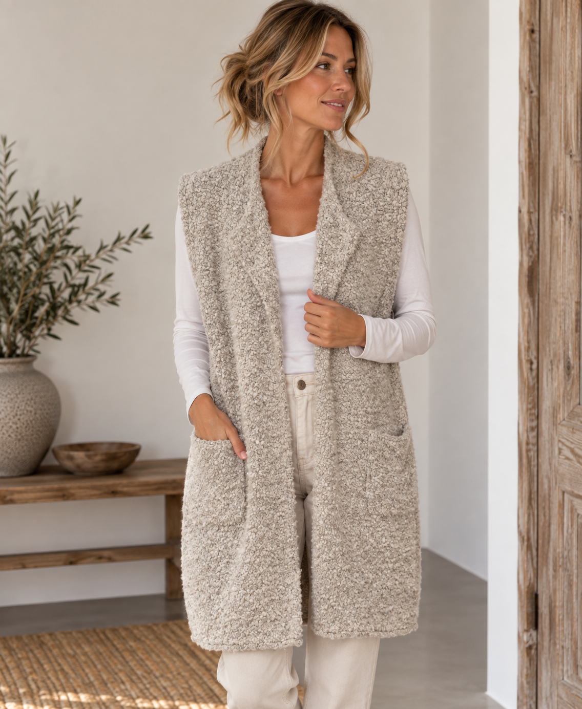 Gilet bouclé - Beige