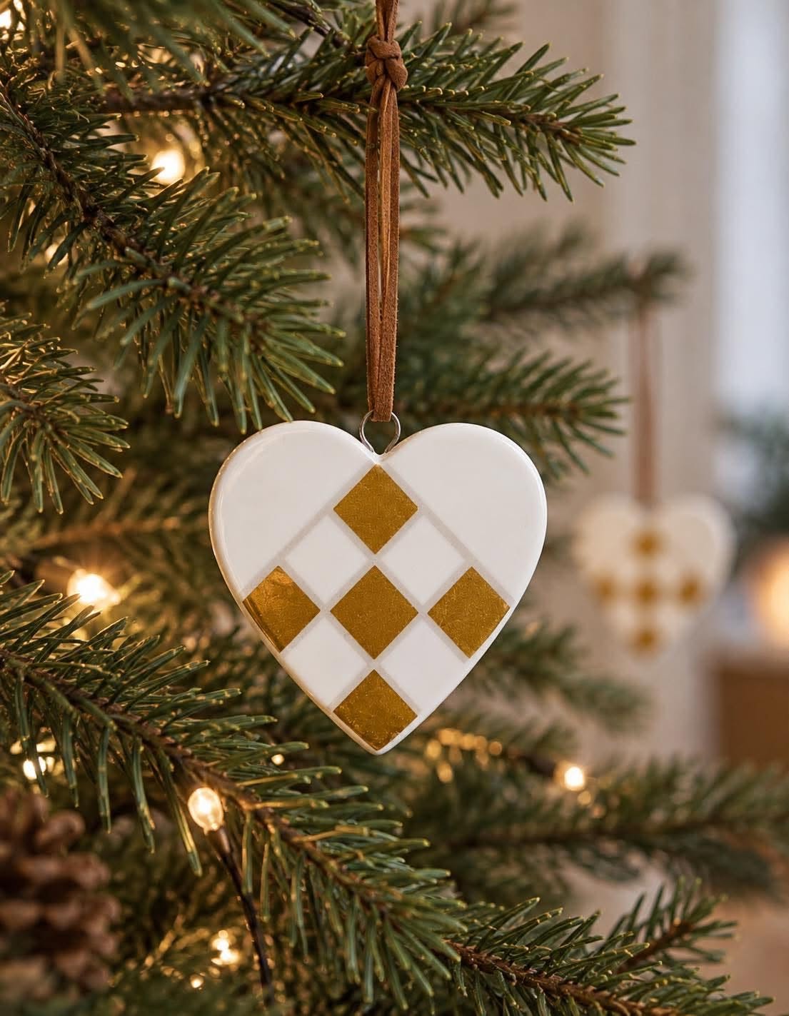 Kersthart ornament - keramiek