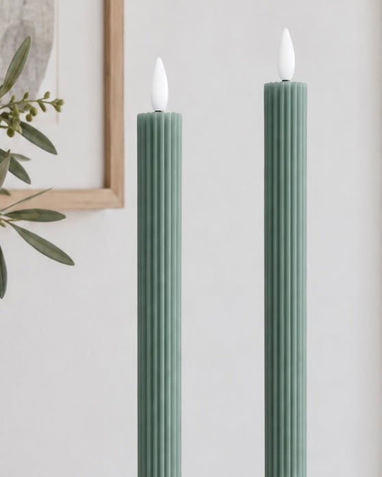LED kaarsen met ribbels en afstandsbediening - Groen