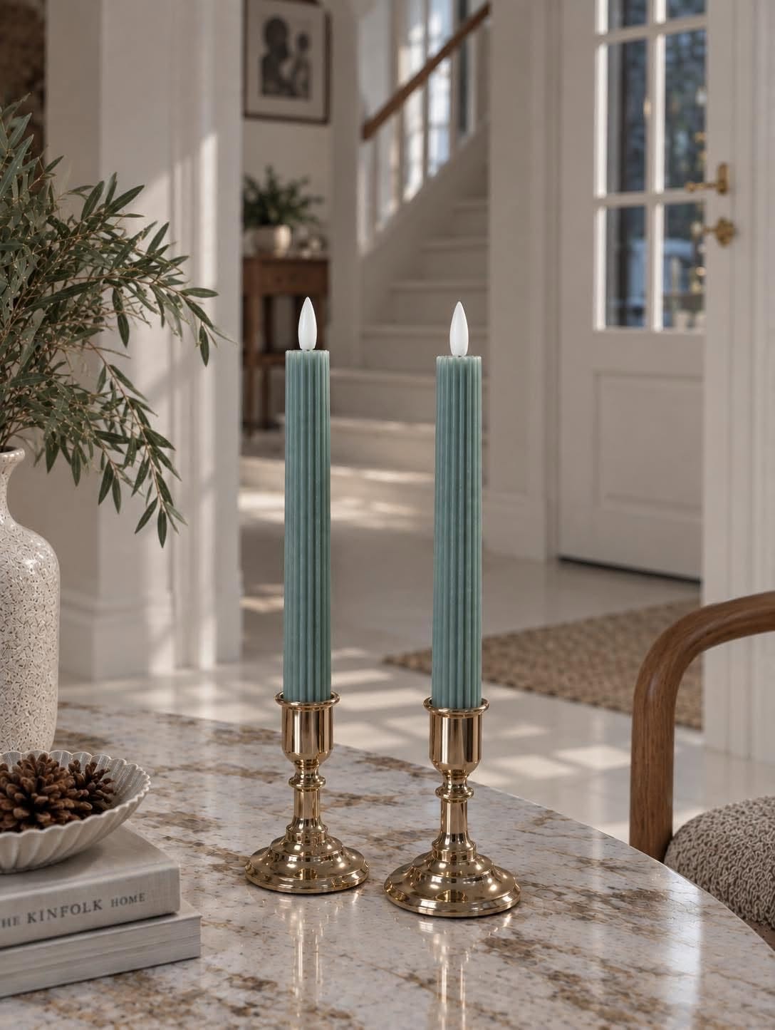 LED kaarsen met ribbels en afstandsbediening - Groen