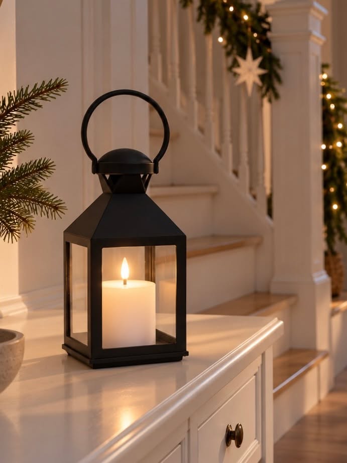 Lantaarn met blokkaars - Black