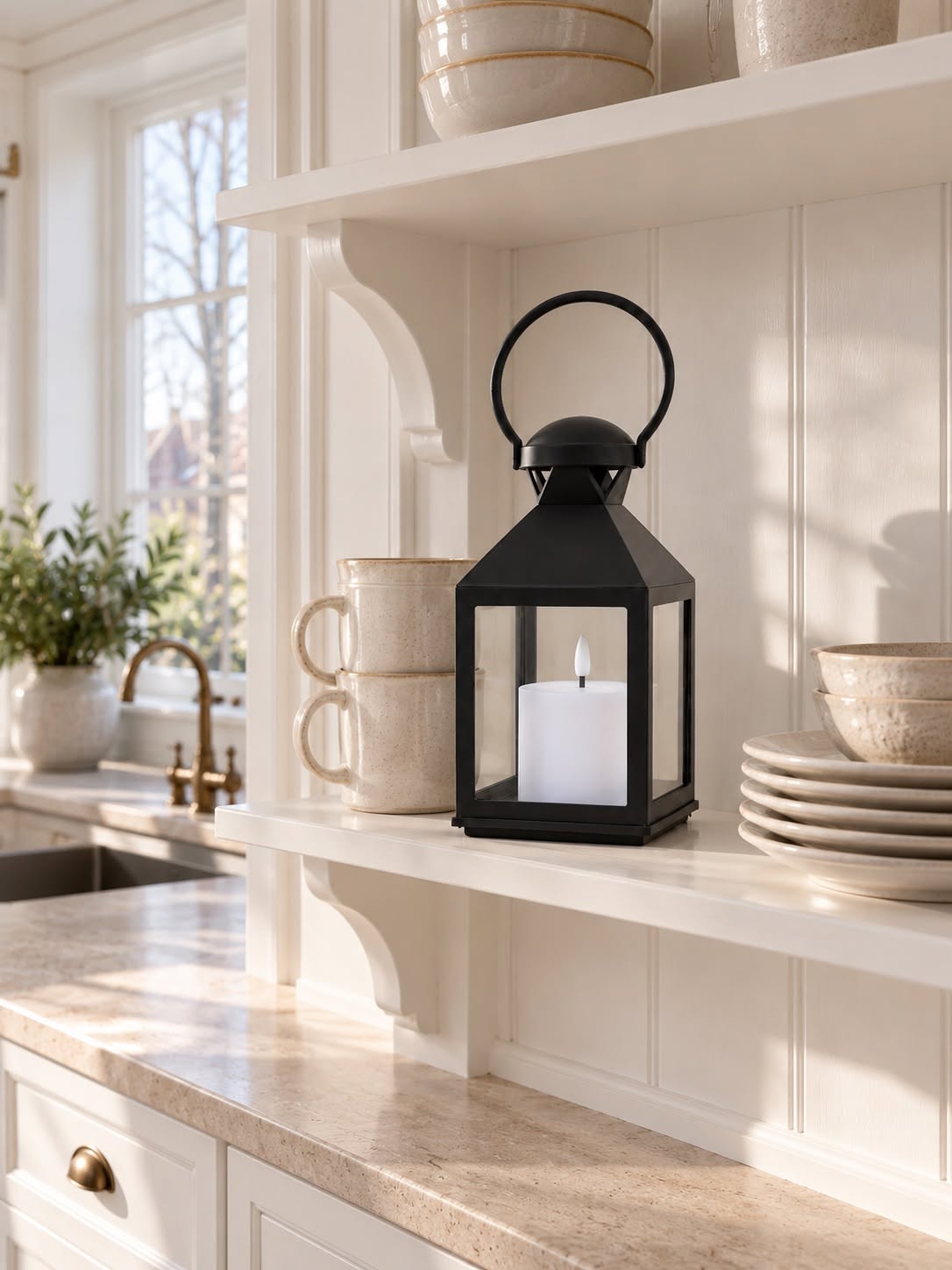 Lantaarn met blokkaars - Black