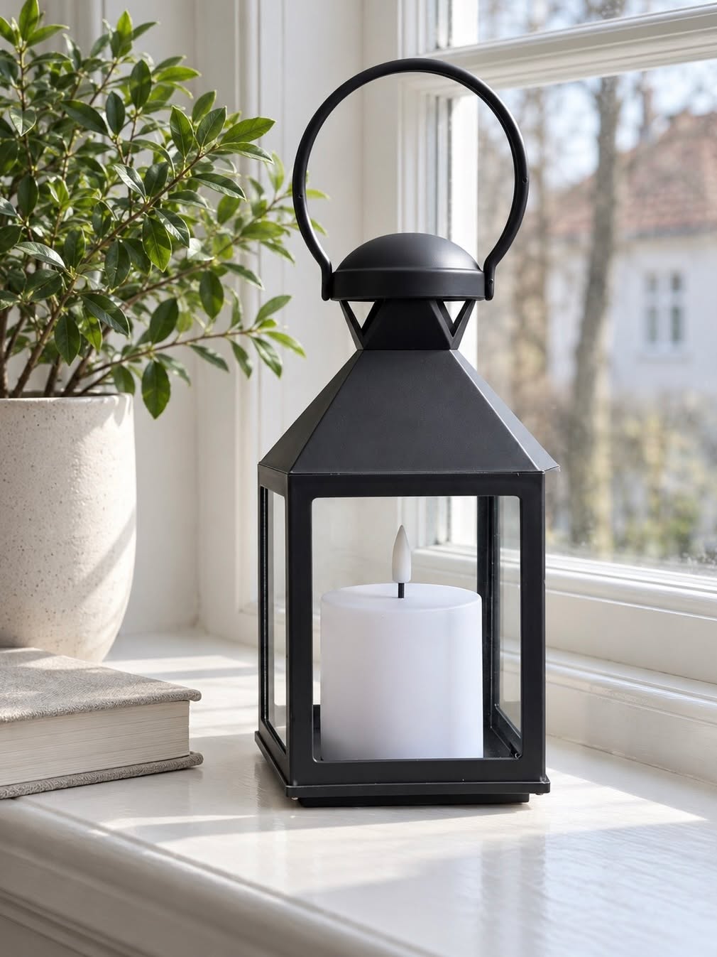 Lantaarn met blokkaars - Black