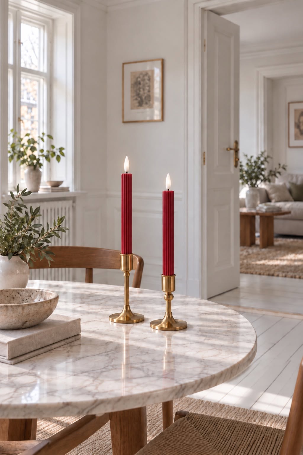 LED Kaarsen met groeven en afstandsbediening - Rood