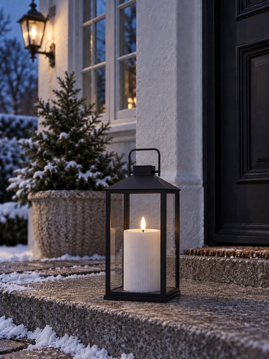 Buiten LED blokkaars - Wit met groeven 15 cm