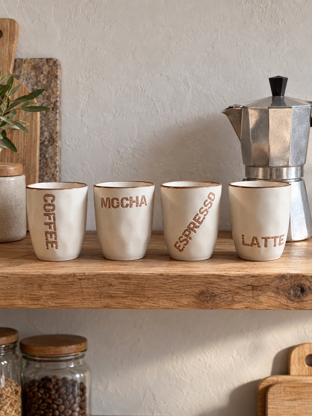 Mokken van steengoed - set van 4 stuks