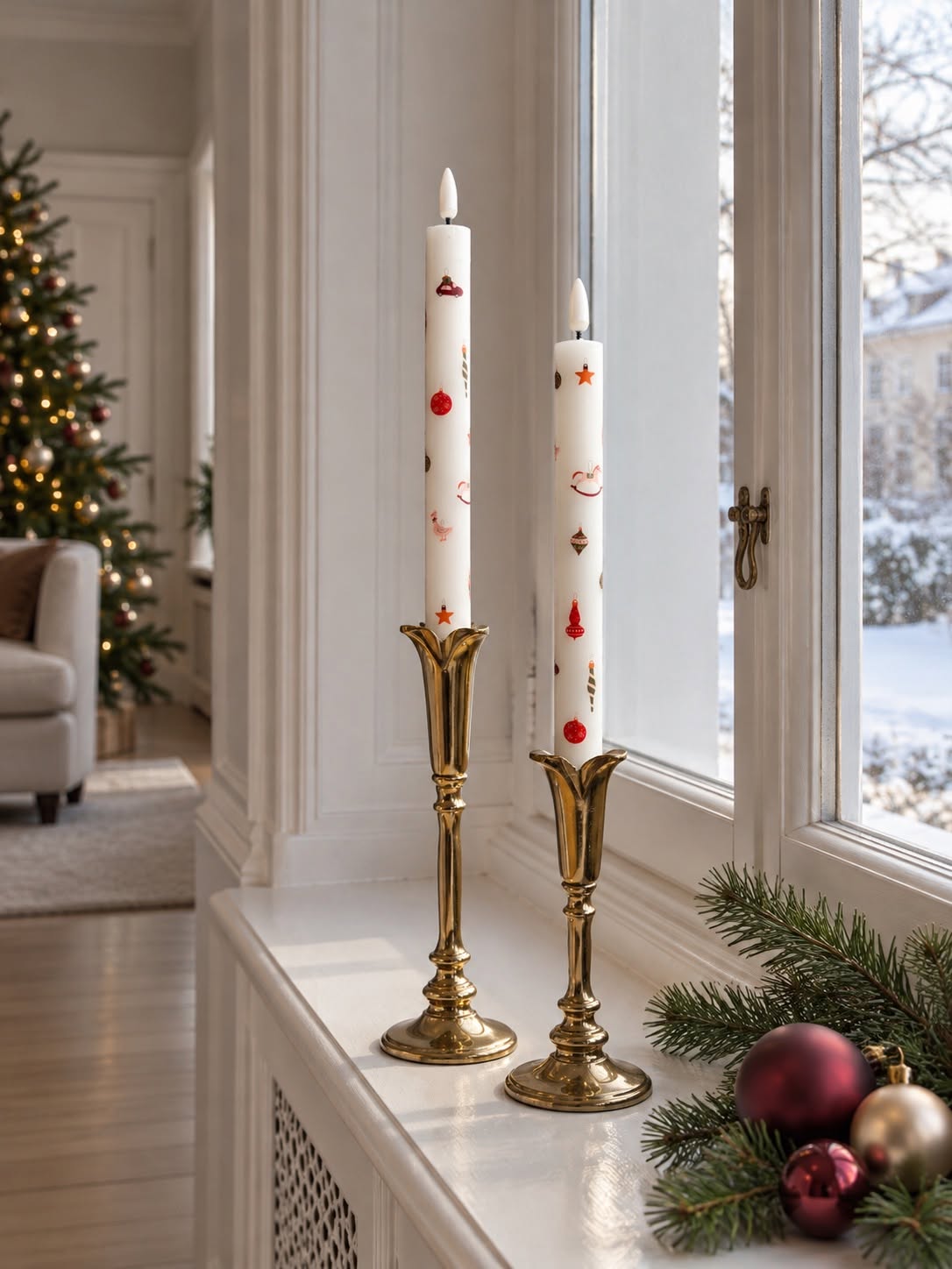 Dinerkaarsen kerst – met kerstmotief